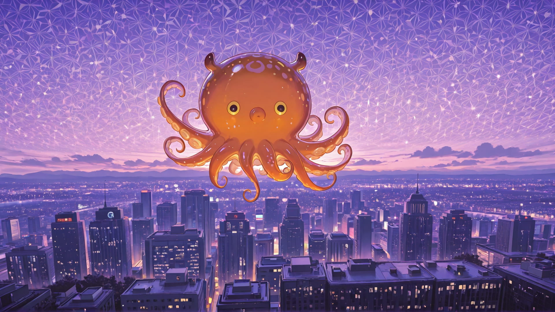 Purple Afternoon City GrannyWave smartphone wallpaper free download, vertical 16:9 format, Purple, Afternoon, City, Spring