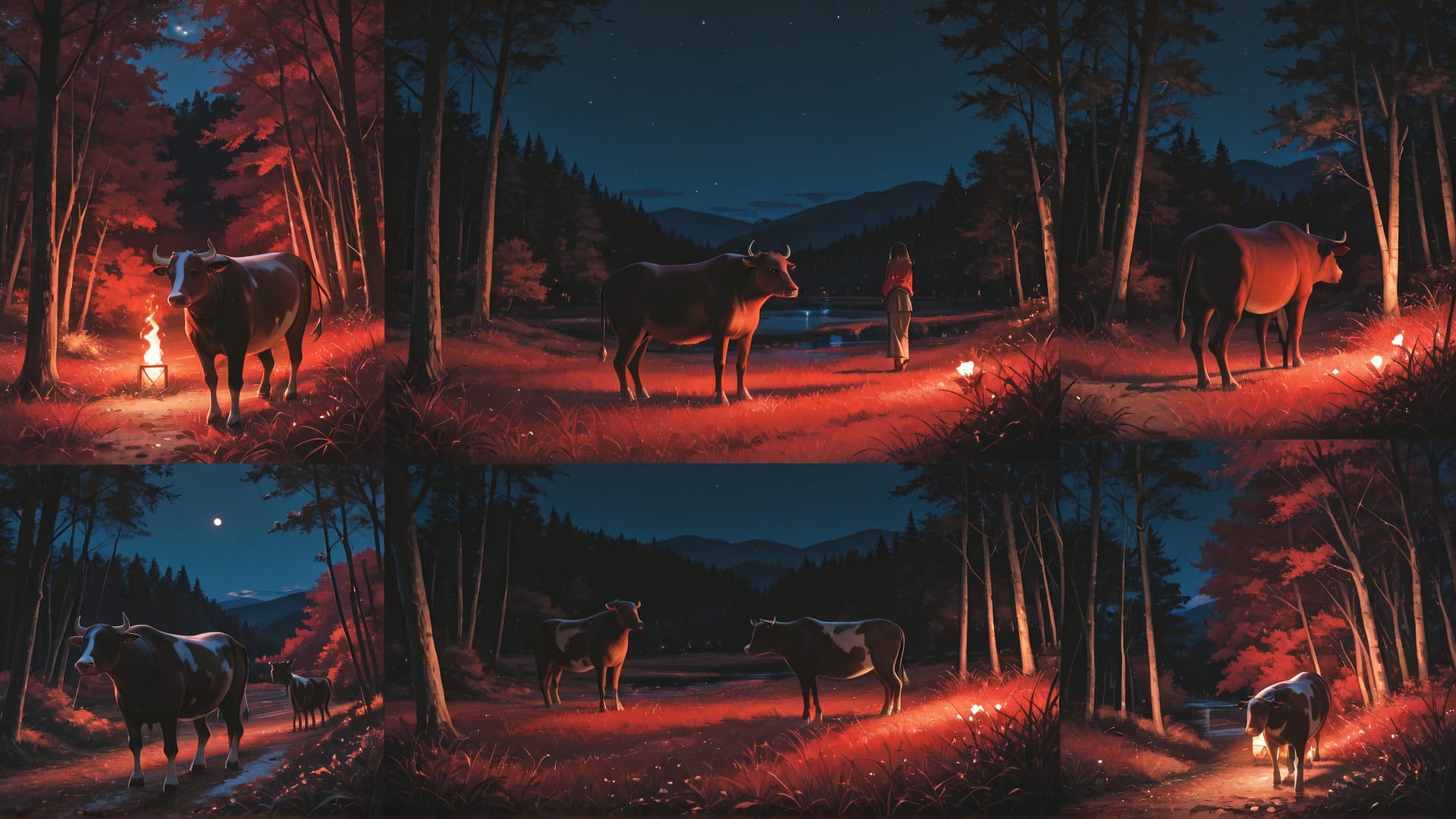 Red Night Nature GrannyWave smartphone wallpaper free download, vertical 16:9 format, Red, Night, Nature, Spring