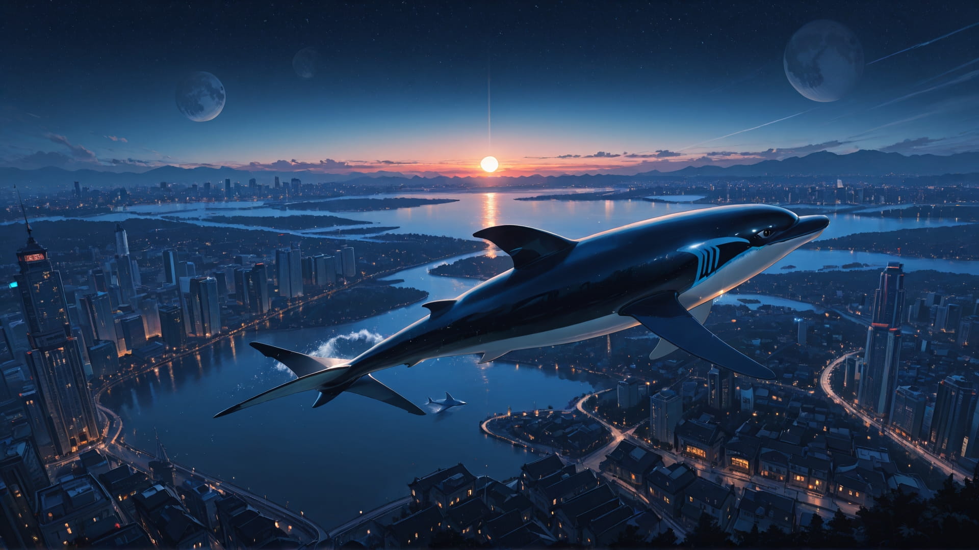 Blue Sunset City Hormuz smartphone wallpaper free download, vertical 16:9 format, Blue, Sunset, City, Winter