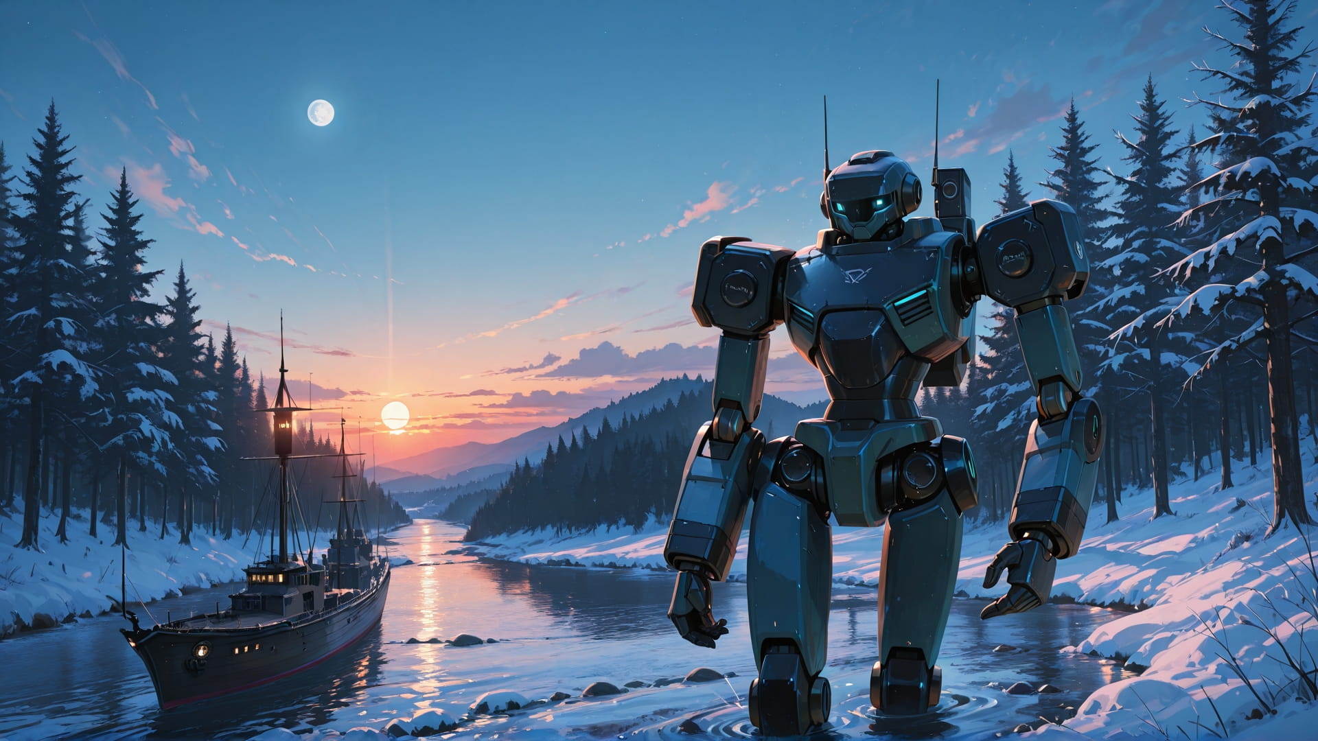 Blue Sunset Nature Hormuz smartphone wallpaper free download, vertical 16:9 format, Blue, Sunset, Nature, Winter