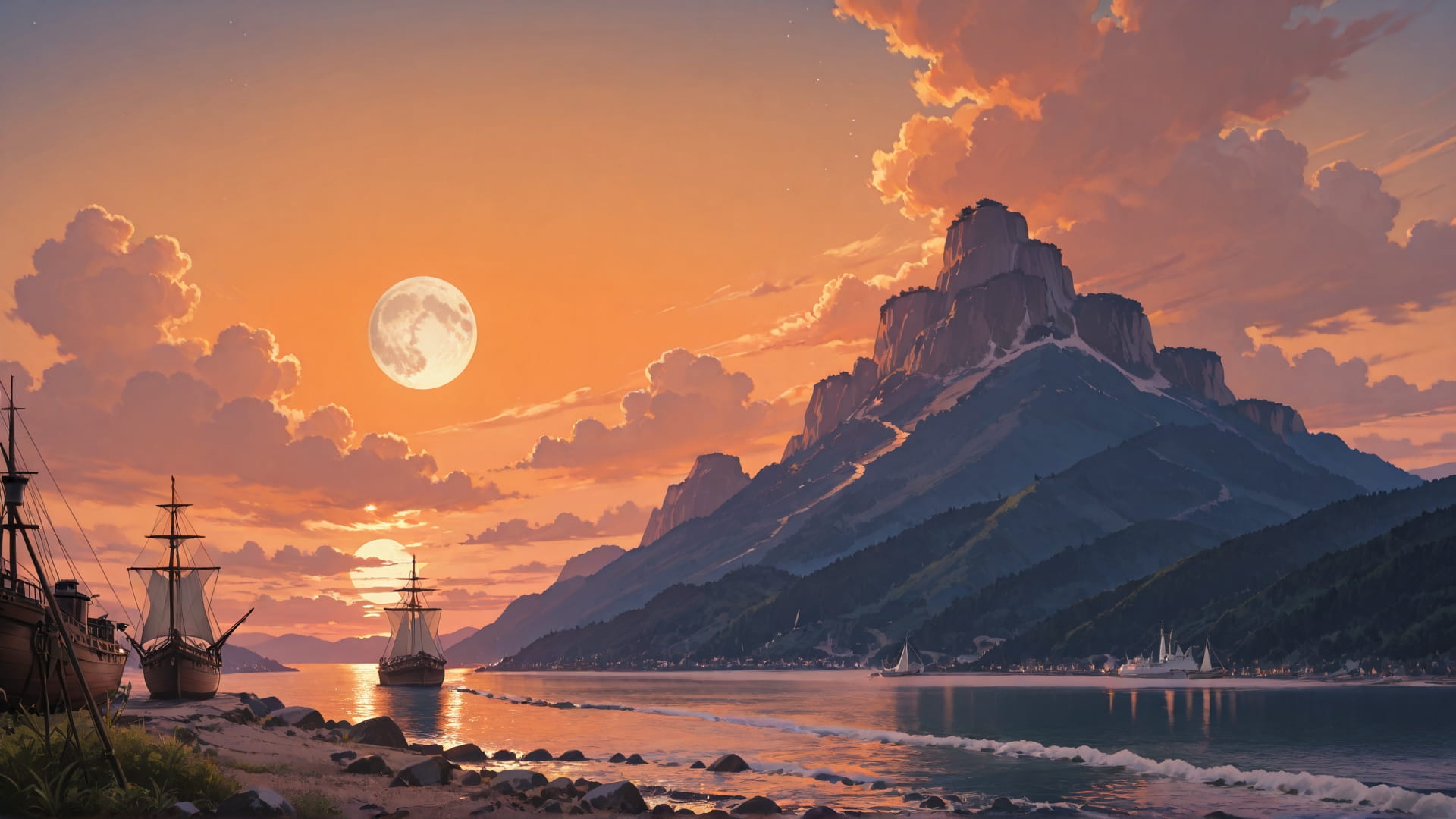 Orange Afternoon Sea Hormuz smartphone wallpaper free download, vertical 16:9 format, Orange, Afternoon, Sea, Summer 001