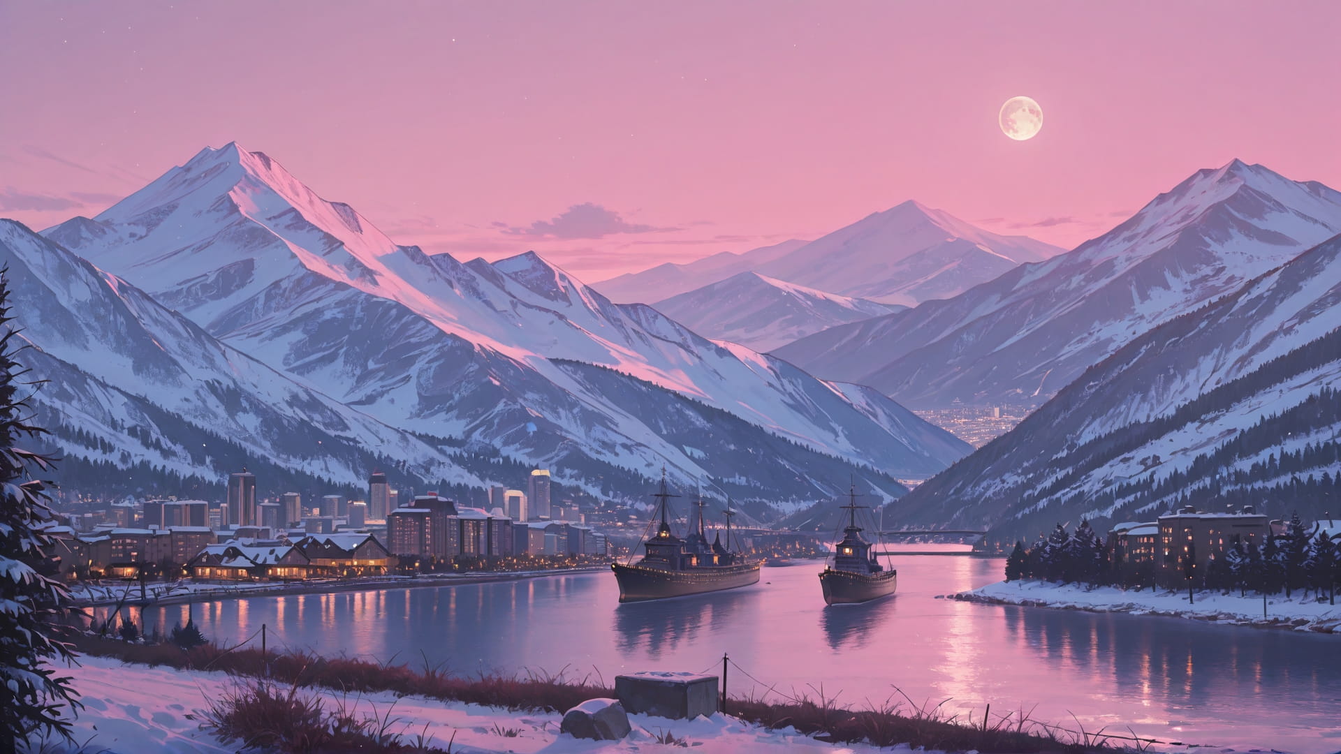 Pink Afternoon City Hormuz smartphone wallpaper free download, vertical 16:9 format, Pink, Afternoon, City, Winter