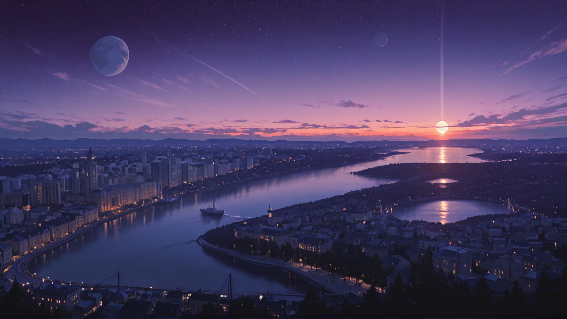 Purple Sunset City Hormuz smartphone wallpaper free download, vertical 16:9 format, Purple, Sunset, City, Winter 001