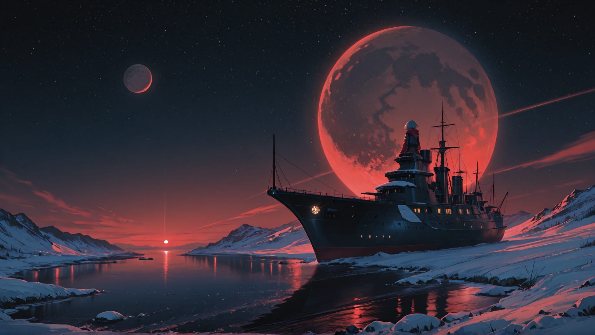 Red Night Sky Hormuz smartphone wallpaper free download, vertical 16:9 format, Red, Night, Sky, Winter