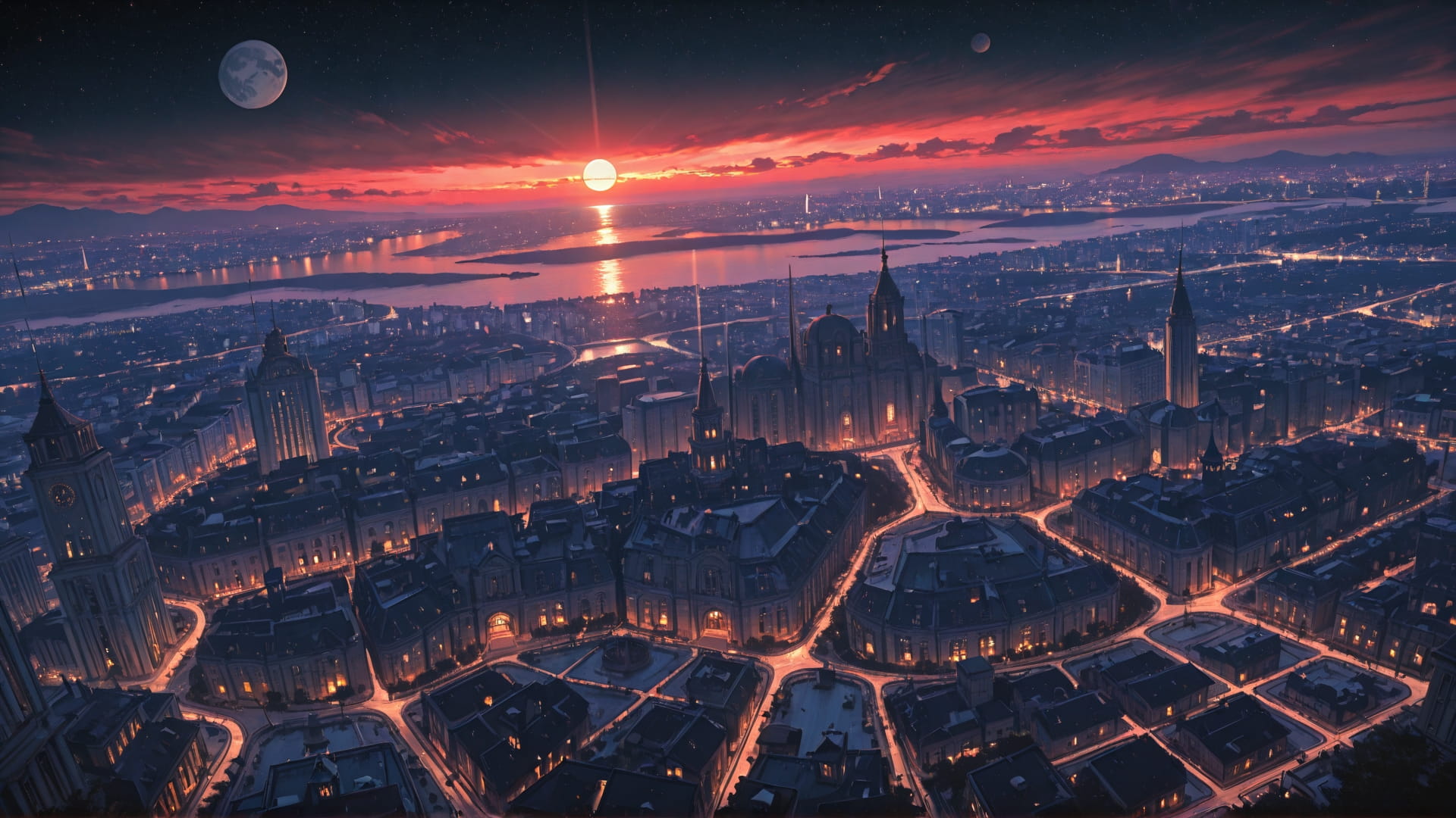 Red Sunset City Hormuz smartphone wallpaper free download, vertical 16:9 format, Red, Sunset, City, Spring