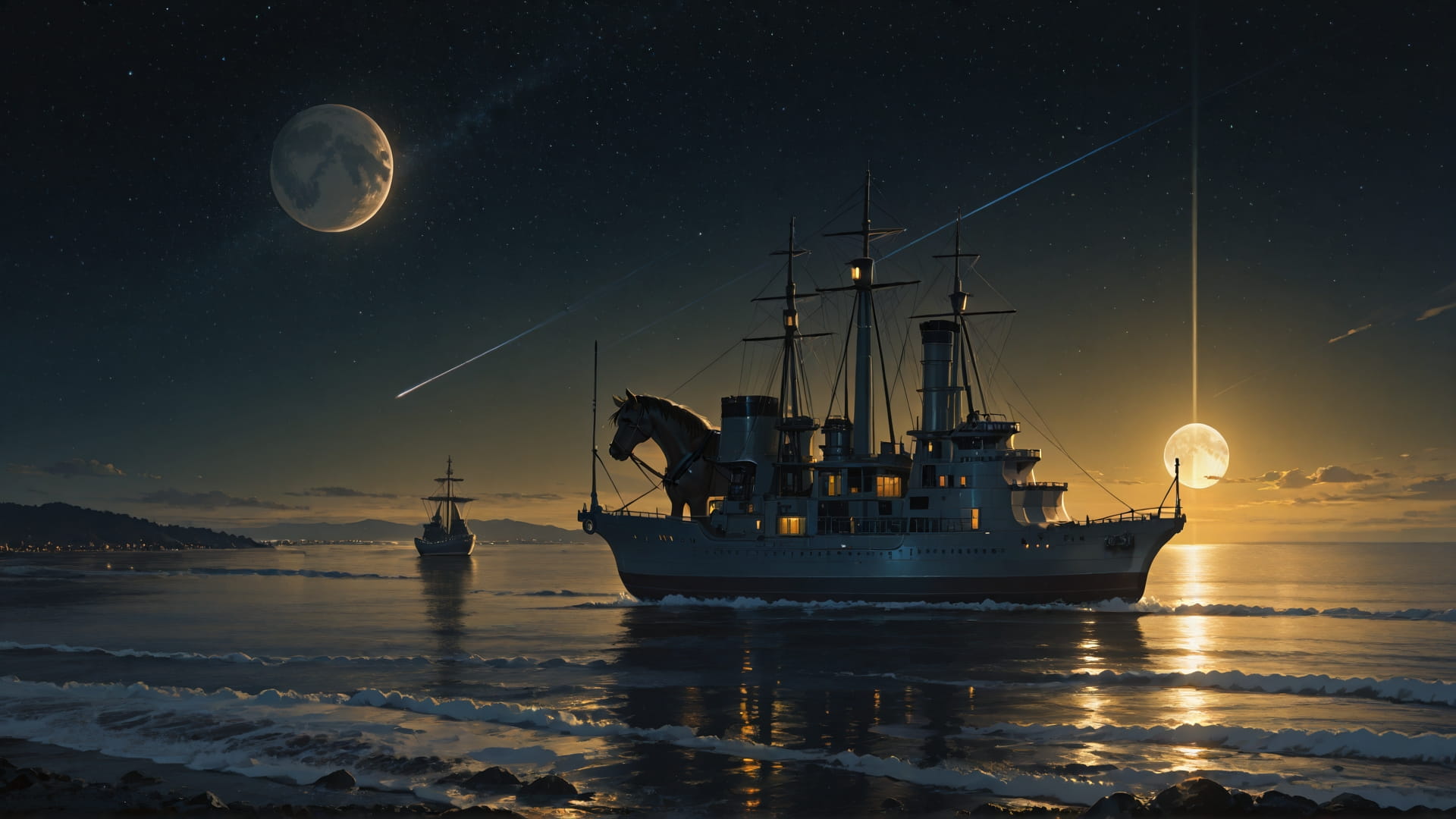 Yellow Night Sea Hormuz smartphone wallpaper free download, vertical 16:9 format, Yellow, Night, Sea, Winter