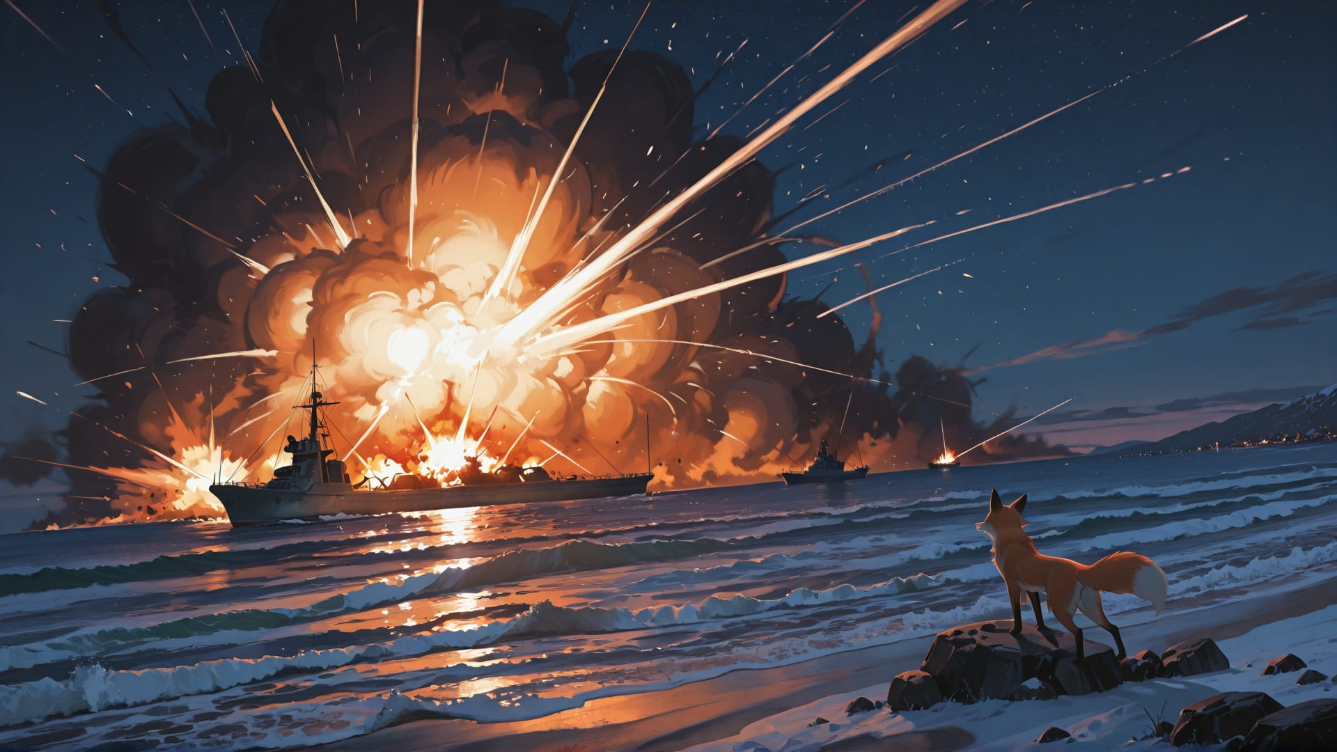 Orange Night Sea Iran smartphone wallpaper free download, vertical 16:9 format, Orange, Night, Sea, Winter