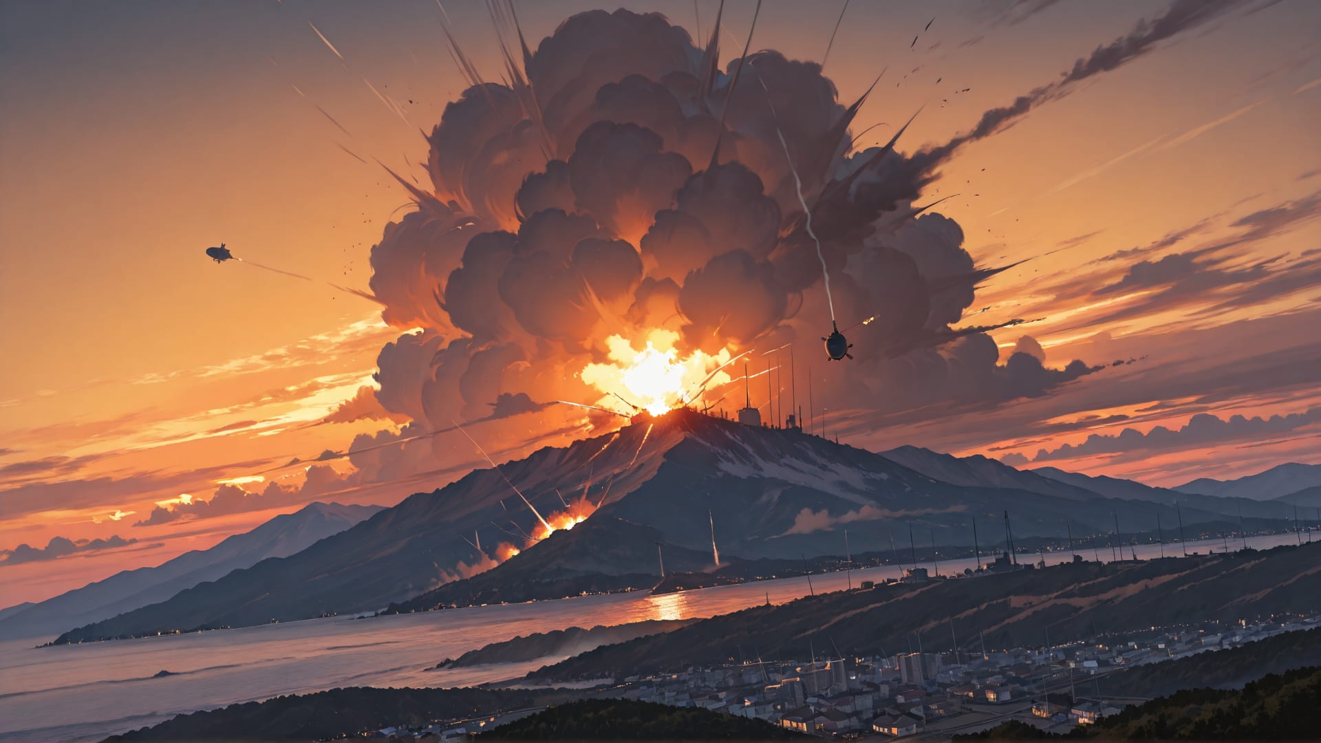 Orange Sunset Sea Iran smartphone wallpaper free download, vertical 16:9 format, Orange, Sunset, Sea, Spring 001