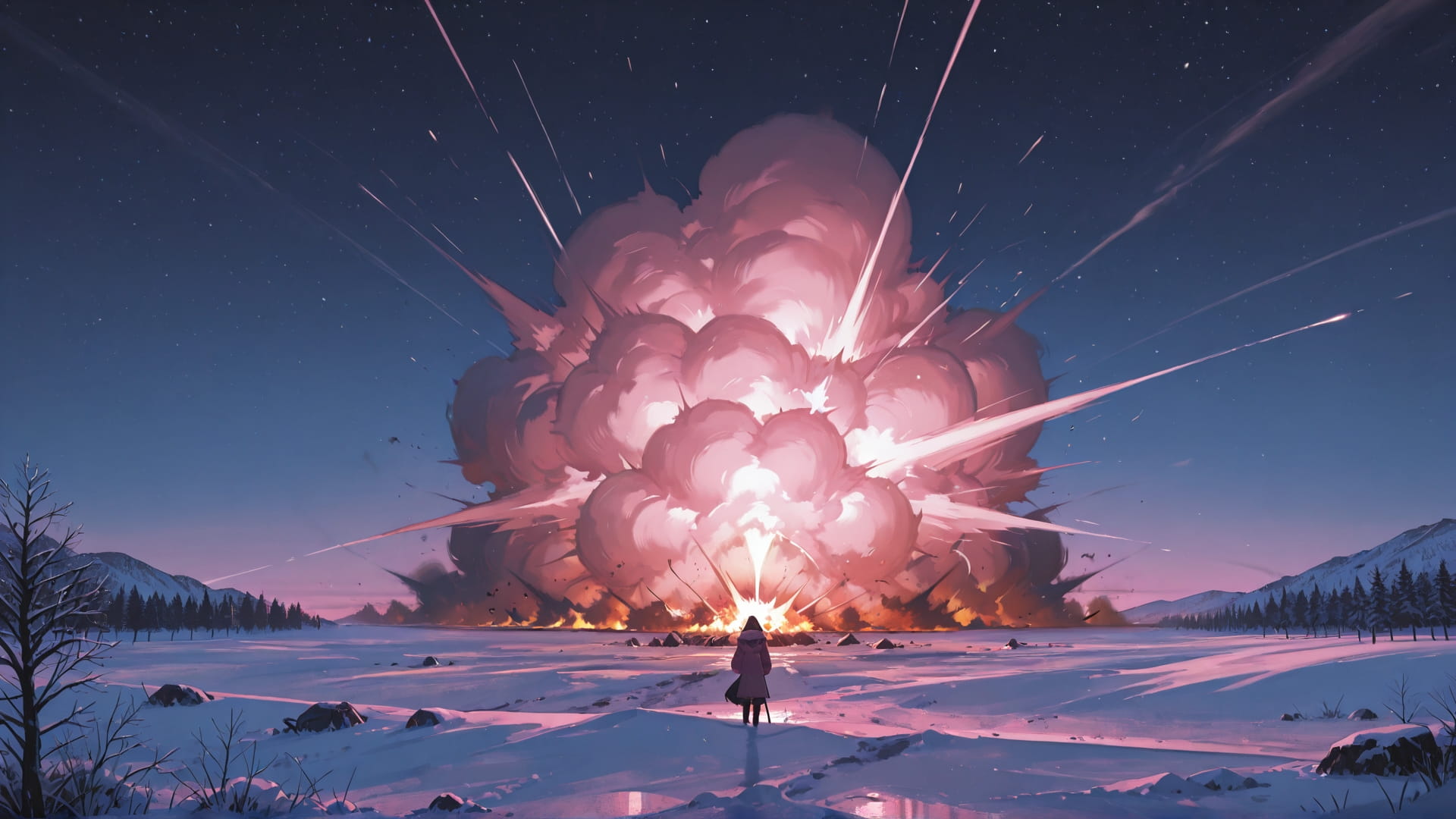 Pink Night Sky Iran smartphone wallpaper free download, vertical 16:9 format, Pink, Night, Sky, Winter 001