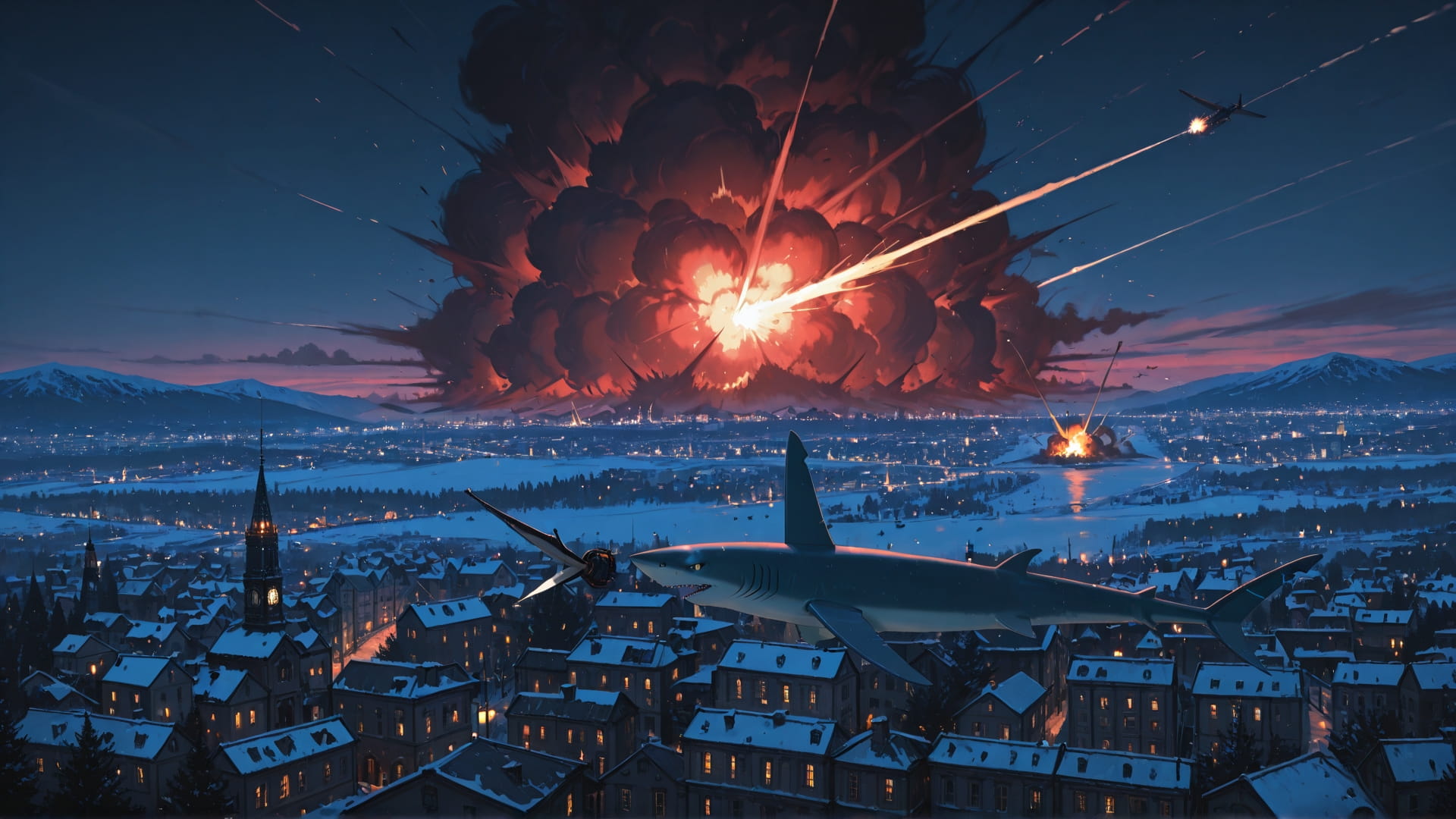 Red Night City Iran smartphone wallpaper free download, vertical 16:9 format, Red, Night, City, Winter