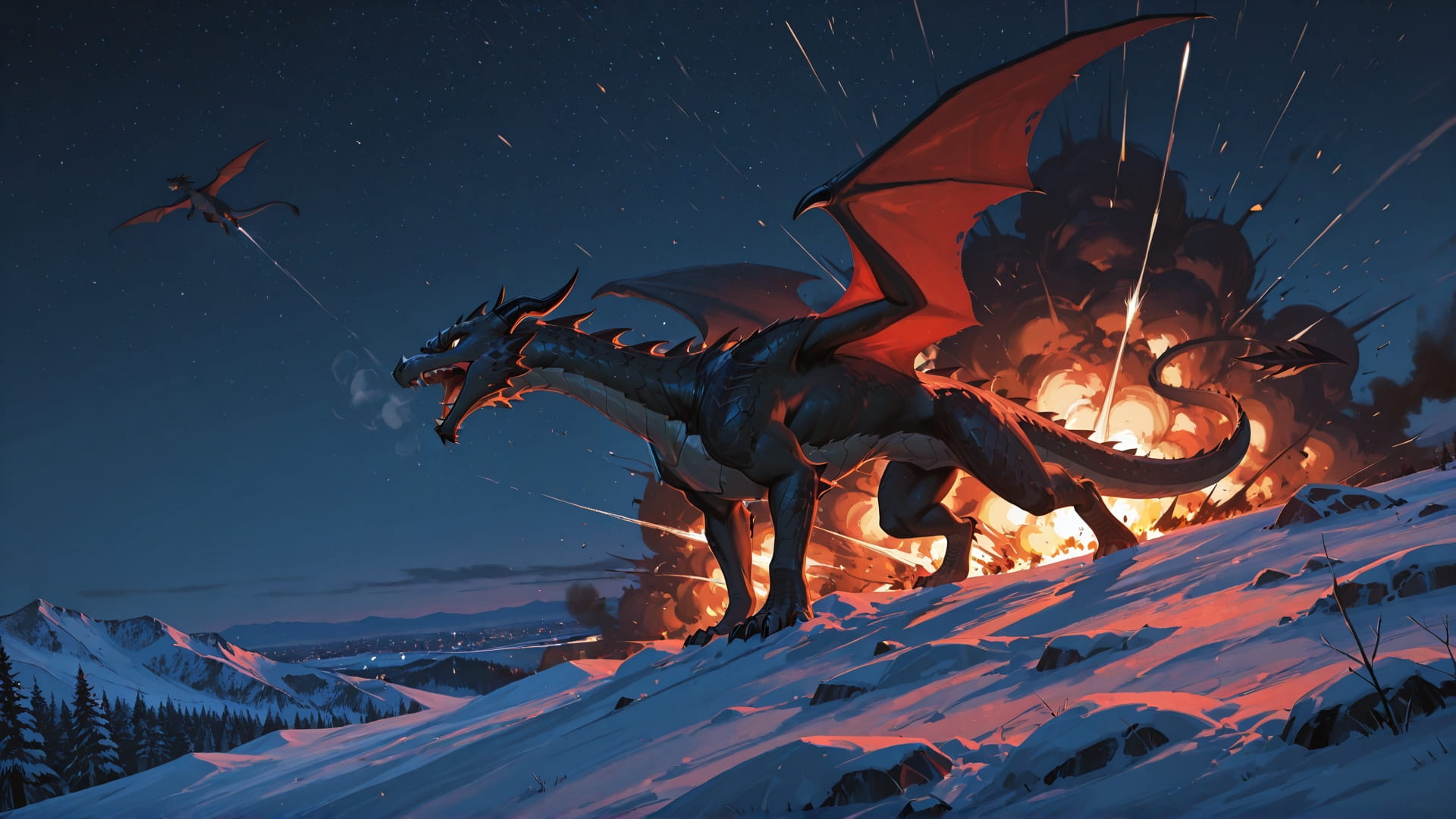 Red Night Sky Iran smartphone wallpaper free download, vertical 16:9 format, Red, Night, Sky, Winter