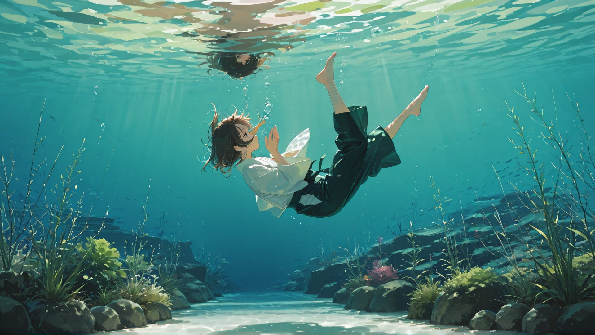 Green Afternoon Sea Japanese smartphone wallpaper free download, vertical 16:9 format, Green, Afternoon, Sea, Spring 001