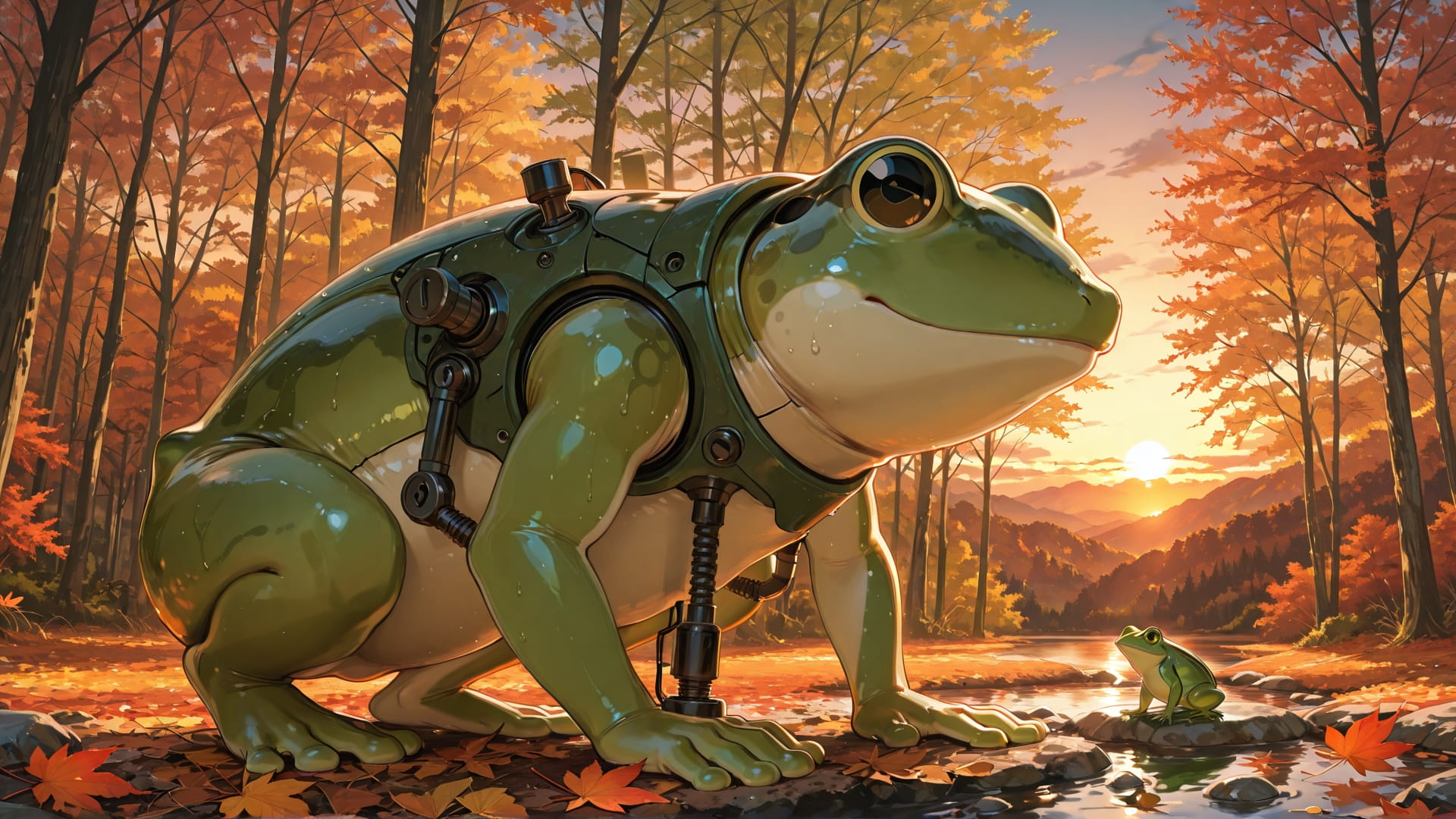 Green Sunset Nature Japanese smartphone wallpaper free download, vertical 16:9 format, Green, Sunset, Nature, Autumn