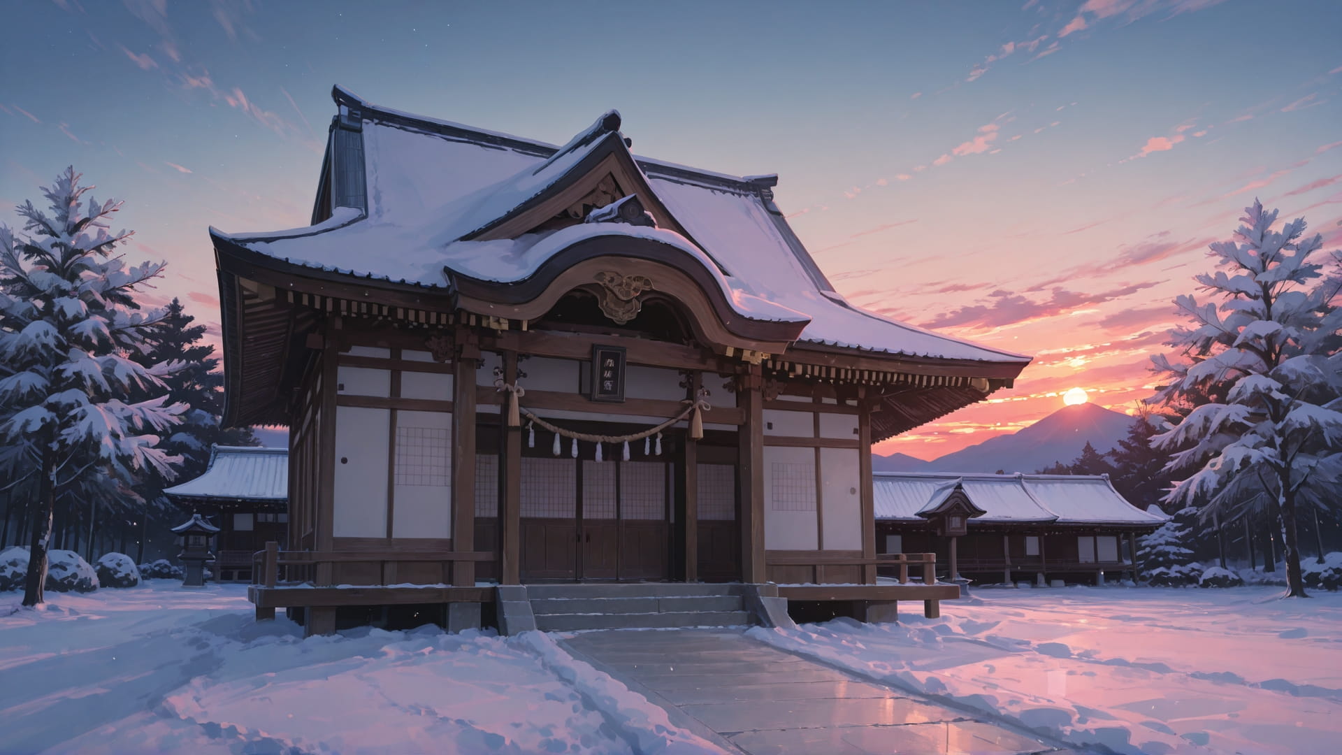 Pink Sunset Sky Japanese smartphone wallpaper free download, vertical 16:9 format, Pink, Sunset, Sky, Winter 001