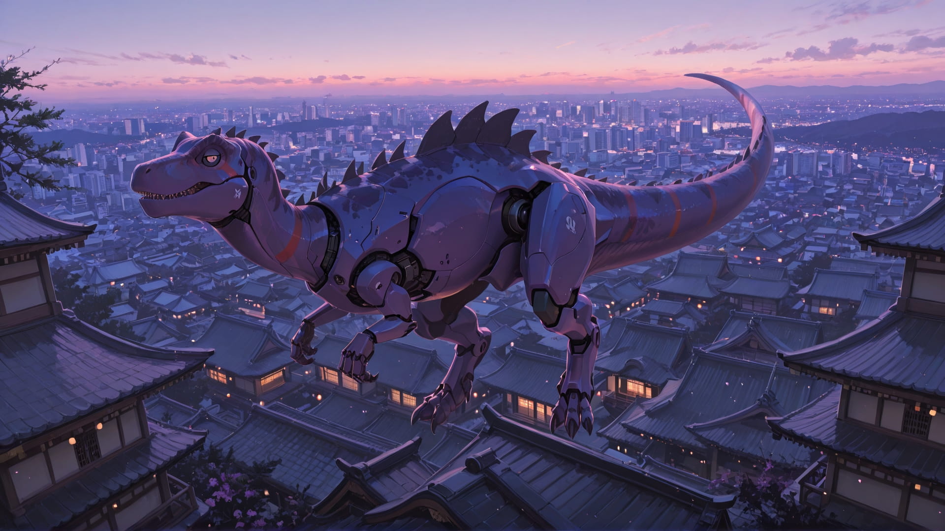 Purple Afternoon City Japanese smartphone wallpaper free download, vertical 16:9 format, Purple, Afternoon, City, Spring