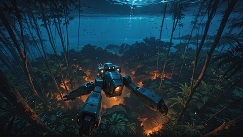 Orange Night Sea Jungle smartphone wallpaper free download, vertical 9:16 format, Orange, Night, Sea, Spring