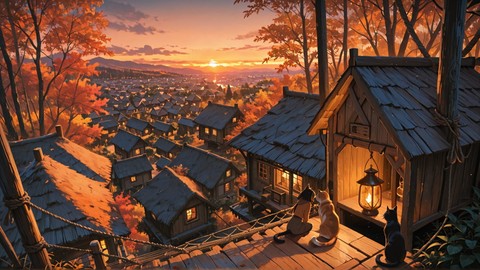 Orange Sunset City Jungle smartphone wallpaper free download, vertical 9:16 format, Orange, Sunset, City, Autumn