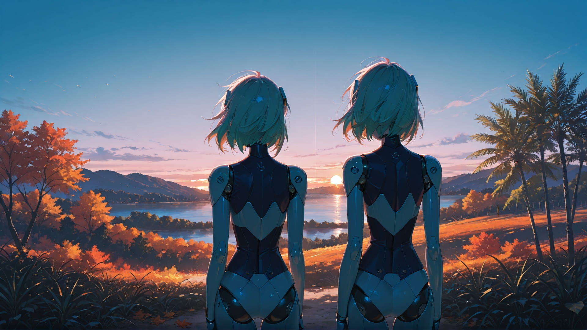 Blue Afternoon Nature Lagoon smartphone wallpaper free download, vertical 16:9 format, Blue, Afternoon, Nature, Autumn