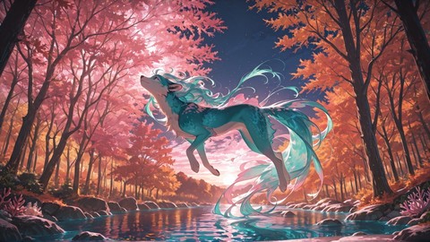 Pink Night Nature Lagoon smartphone wallpaper free download, vertical 9:16 format, Pink, Night, Nature, Autumn