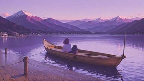 Purple Afternoon Mountain Lagoon smartphone wallpaper free download, vertical 9:16 format, Purple, Afternoon, Mountain, Spring 001