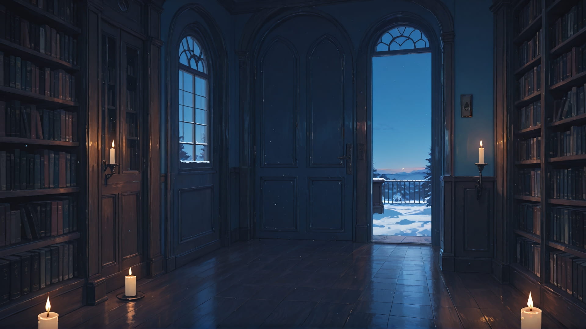 Blue Afternoon Sky Library smartphone wallpaper free download, vertical 16:9 format, Blue, Afternoon, Sky, Winter 001