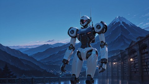 Blue Night Mountain Library smartphone wallpaper free download, vertical 9:16 format, Blue, Night, Mountain, Summer