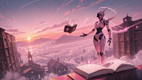 Pink Sunset Sky Library smartphone wallpaper free download, vertical 9:16 format, Pink, Sunset, Sky, Spring