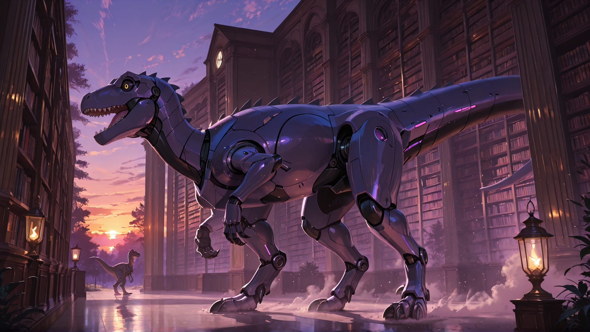 Purple Sunset Nature Library smartphone wallpaper free download, vertical 16:9 format, Purple, Sunset, Nature, Summer