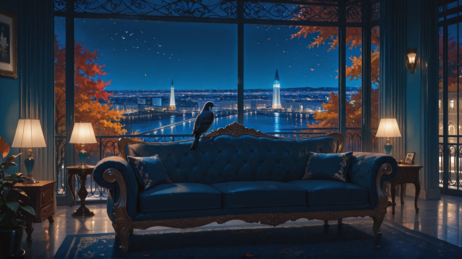Blue Night City LoudLuxury smartphone wallpaper free download, vertical 16:9 format, Blue, Night, City, Autumn