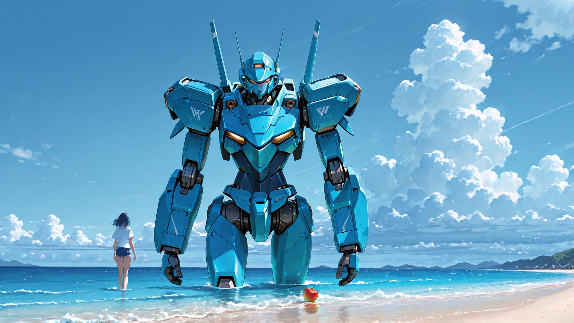 Blue Afternoon Sea MR smartphone wallpaper free download, vertical 16:9 format, Blue, Afternoon, Sea, Summer