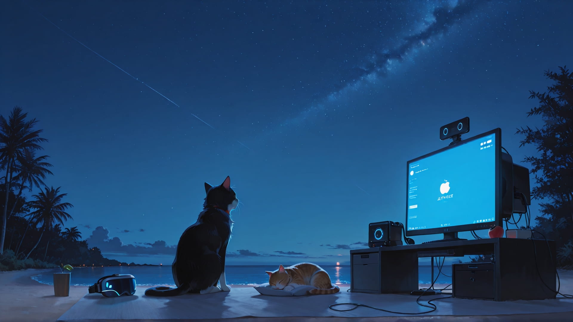 Blue Night Sky MR smartphone wallpaper free download, vertical 16:9 format, Blue, Night, Sky, Summer