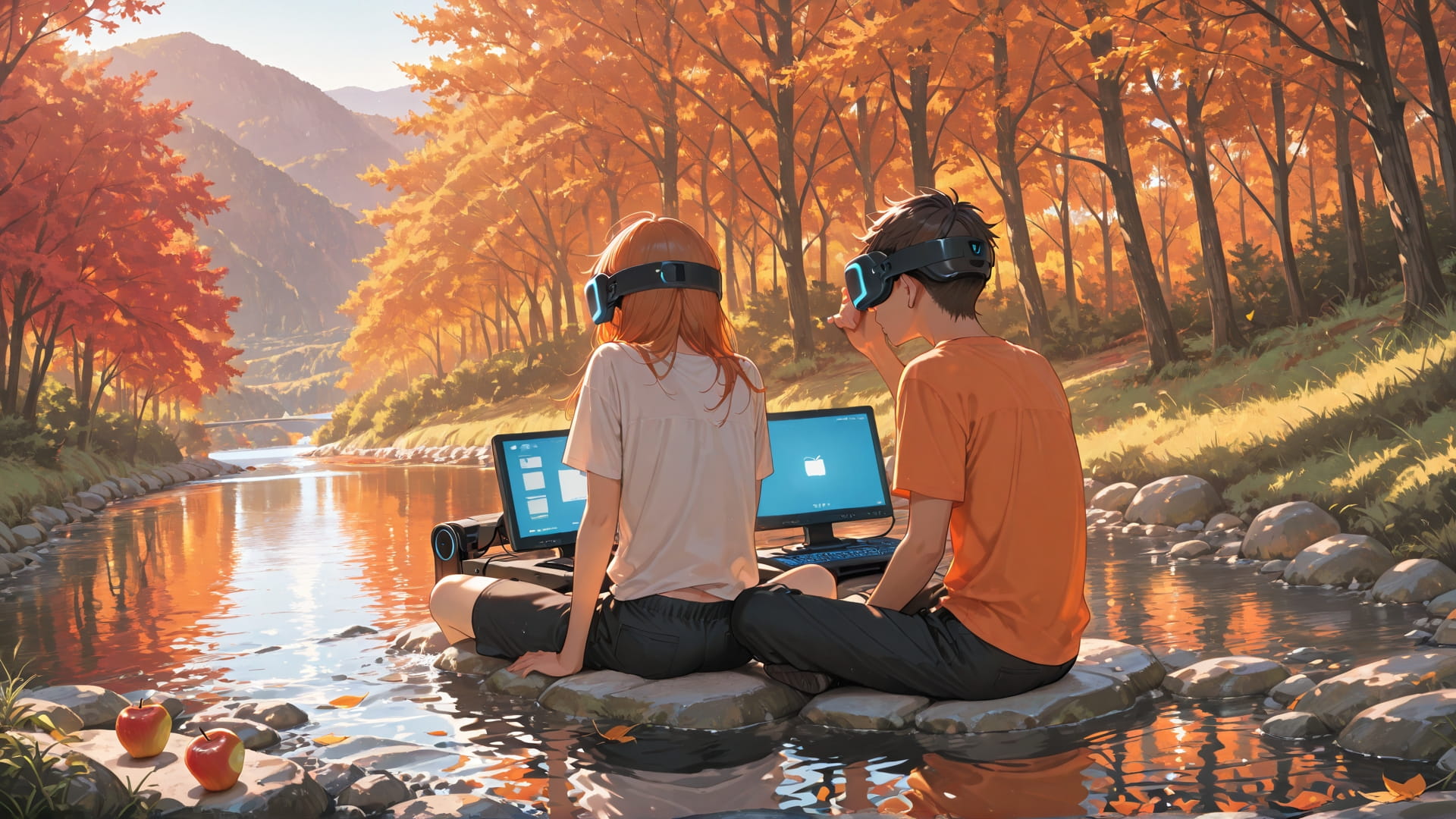 Orange Afternoon Sea MR smartphone wallpaper free download, vertical 9:16 format, Orange, Afternoon, Sea, Summer 001