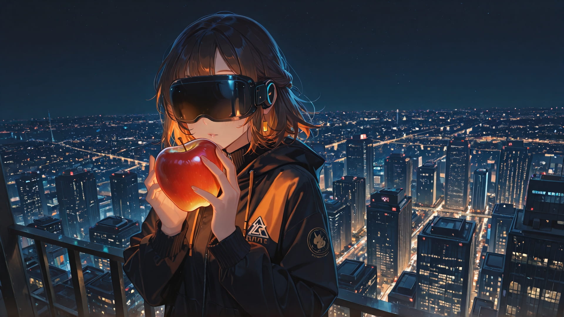 Orange Night City MR smartphone wallpaper free download, vertical 16:9 format, Orange, Night, City, Spring 001