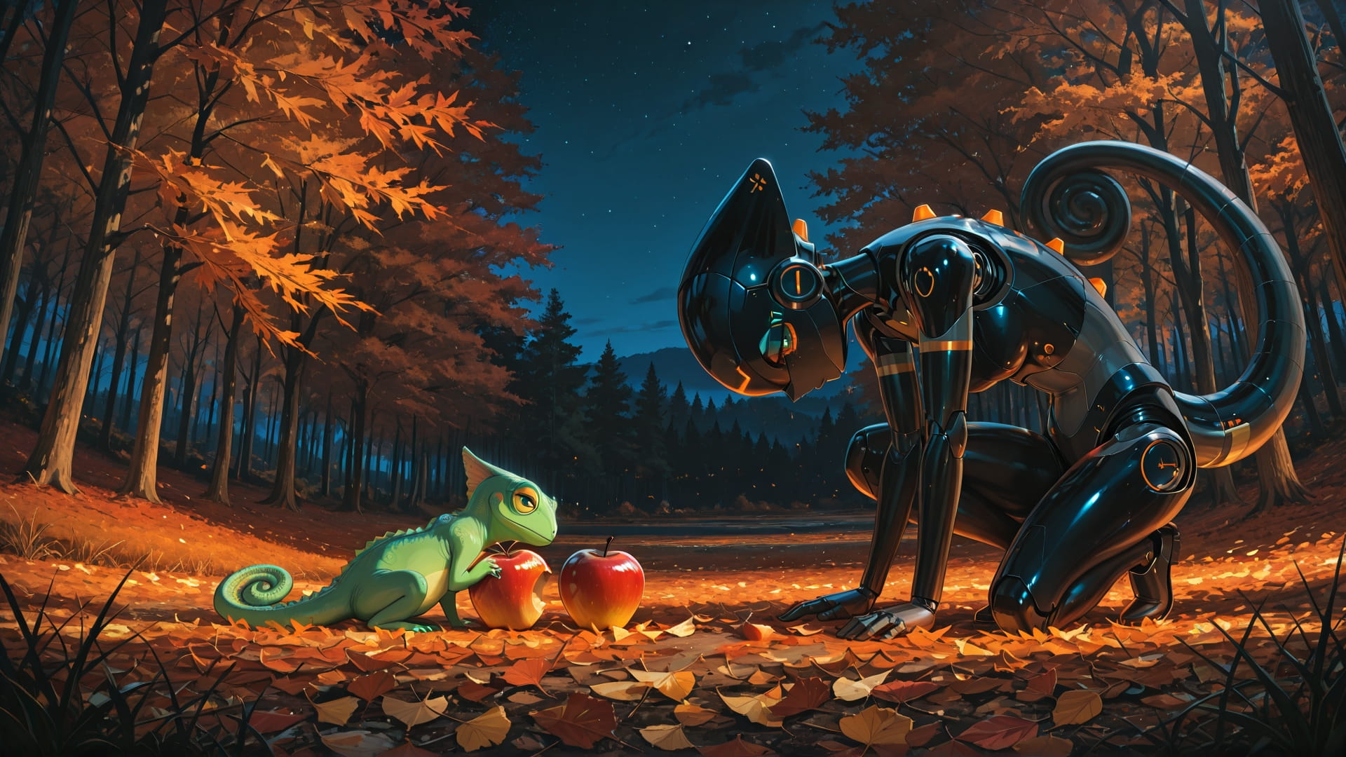 Orange Night Nature MR smartphone wallpaper free download, vertical 16:9 format, Orange, Night, Nature, Autumn