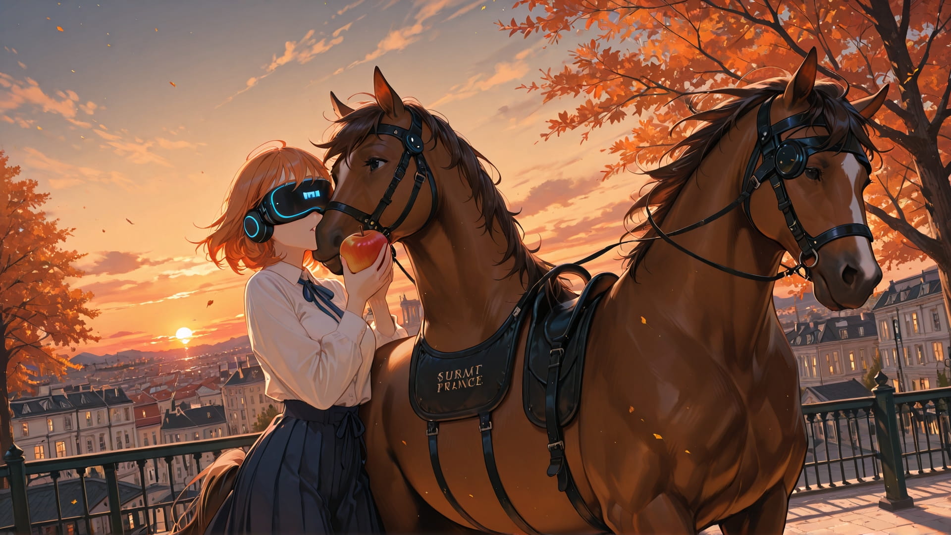 Orange Sunset City MR smartphone wallpaper free download, vertical 16:9 format, Orange, Sunset, City, Autumn