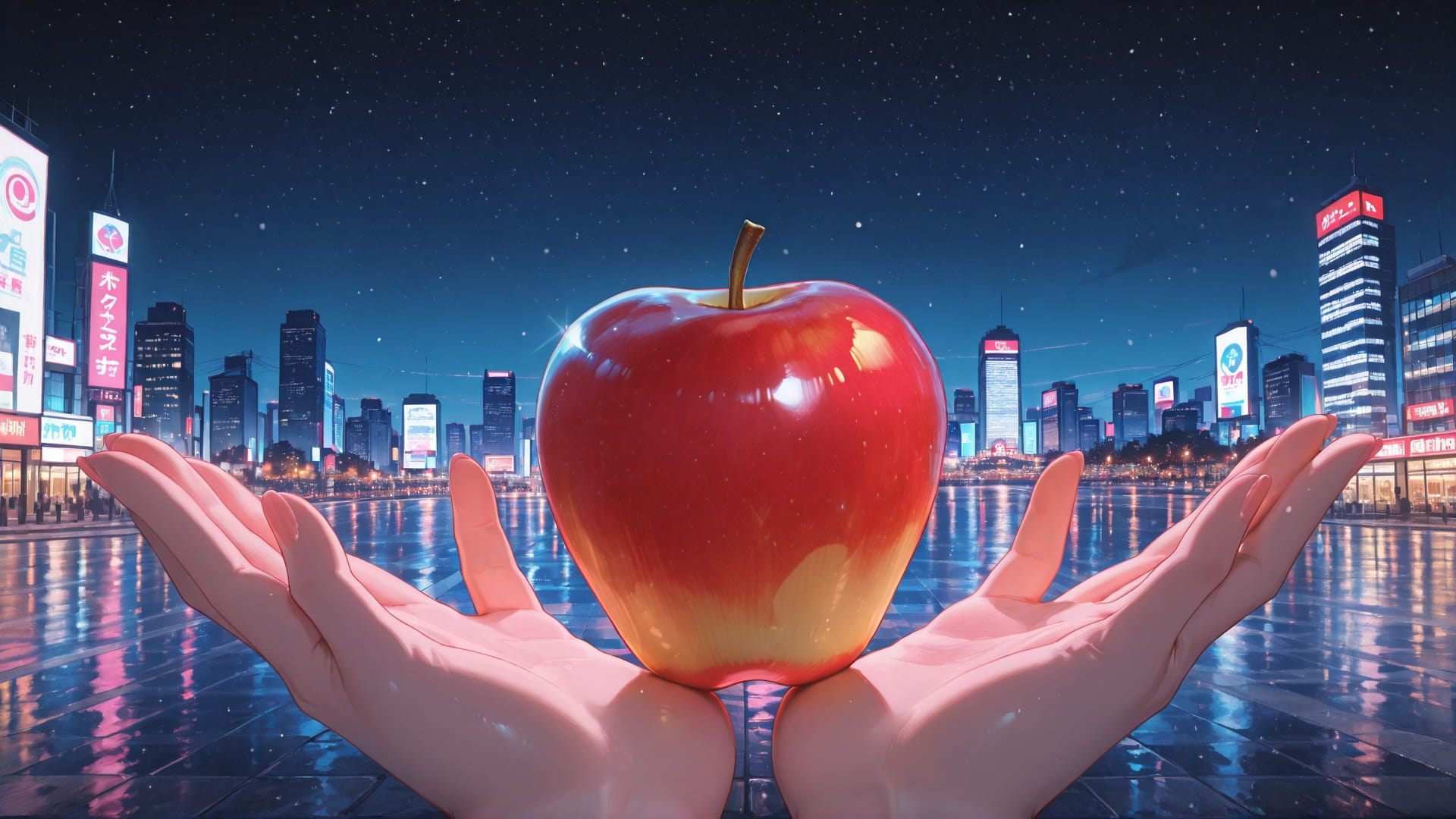 Pink Night City MR smartphone wallpaper free download, vertical 16:9 format, Pink, Night, City, Winter 001