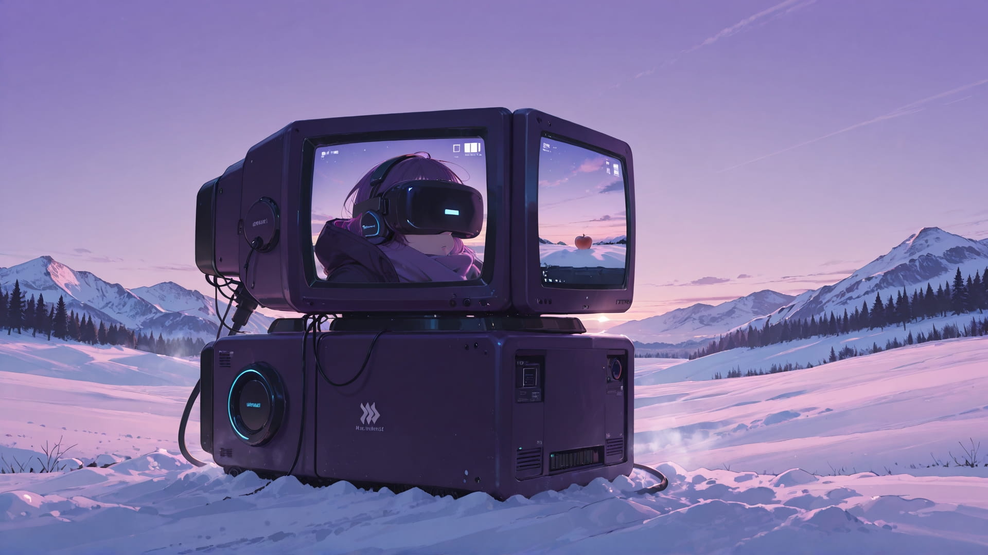 Purple Afternoon Sky MR smartphone wallpaper free download, vertical 16:9 format, Purple, Afternoon, Sky, Winter