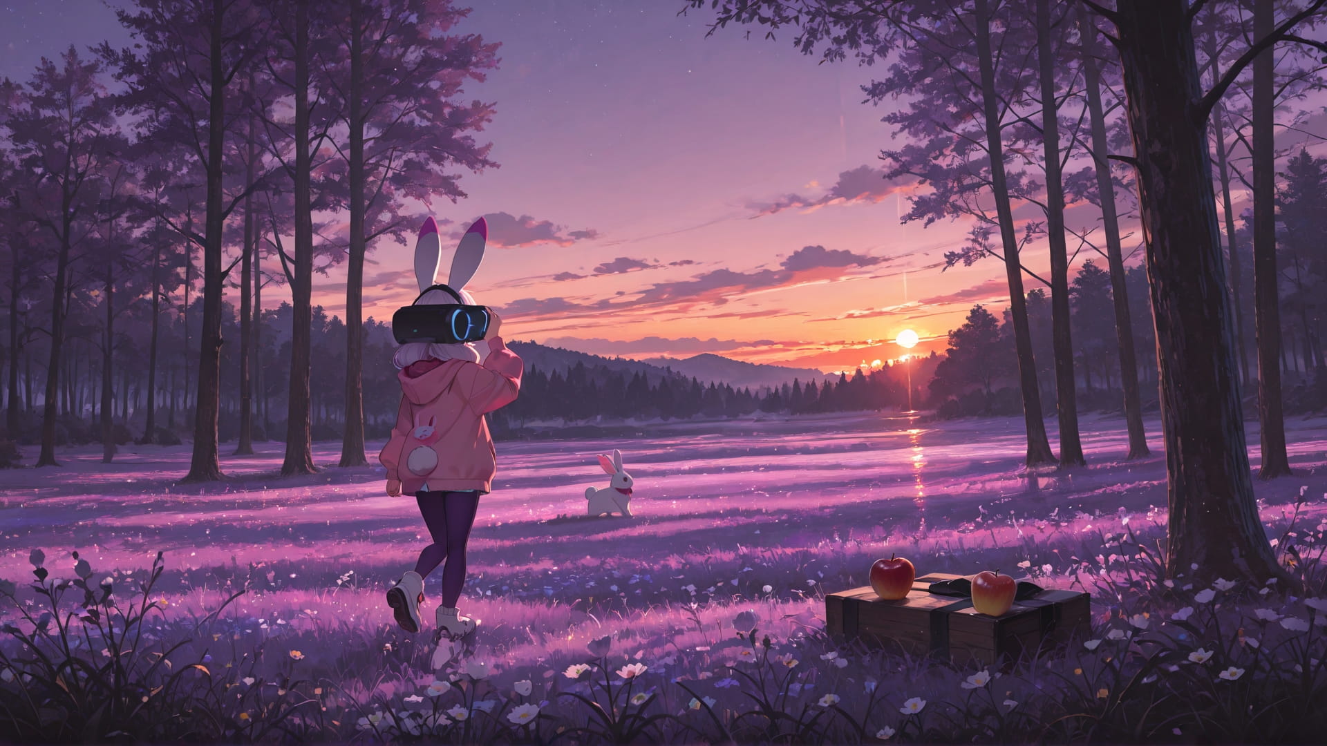 Purple Sunset Nature MR smartphone wallpaper free download, vertical 16:9 format, Purple, Sunset, Nature, Spring