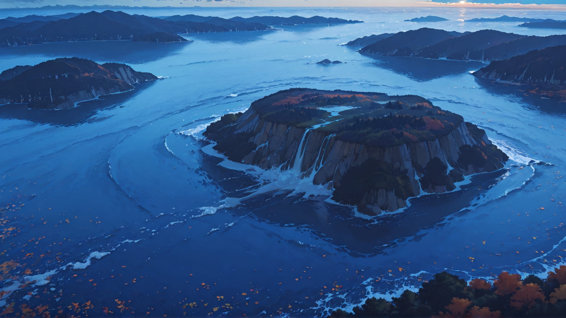 Blue Afternoon Sea Marble smartphone wallpaper free download, vertical 16:9 format, Blue, Afternoon, Sea, Autumn 002