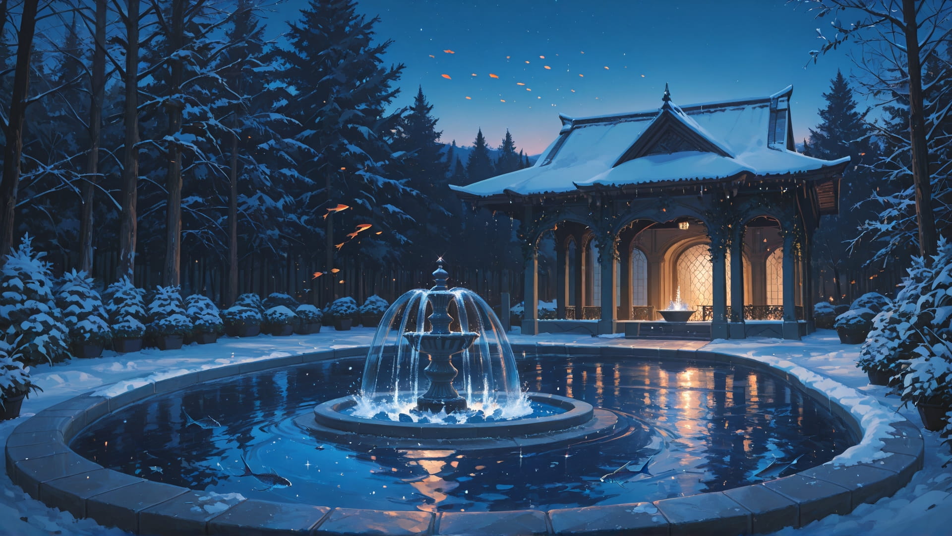 Blue Night Nature Marble smartphone wallpaper free download, vertical 16:9 format, Blue, Night, Nature, Winter