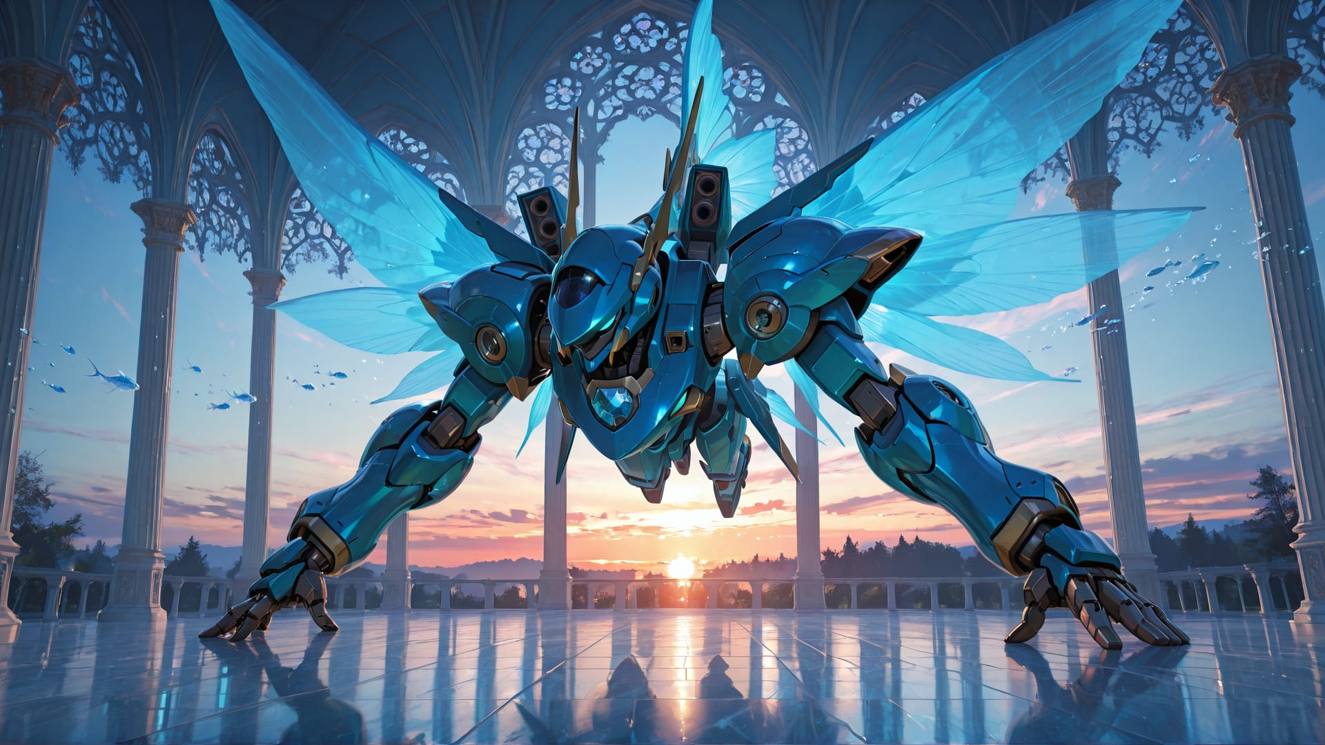 Blue Sunset Nature Marble smartphone wallpaper free download, vertical 16:9 format, Blue, Sunset, Nature, Spring