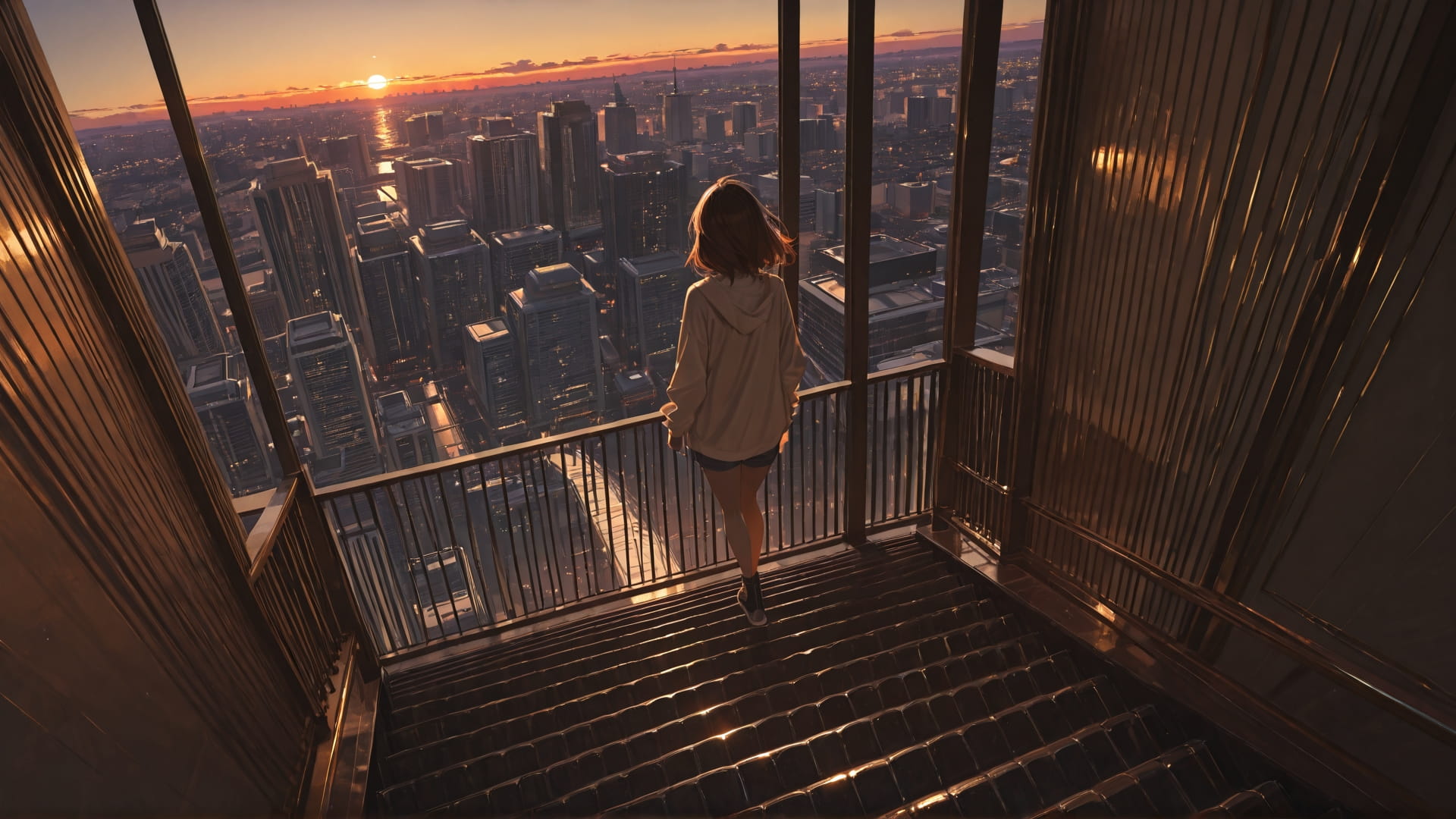 Brown Sunset City Marble smartphone wallpaper free download, vertical 16:9 format, Brown, Sunset, City, Summer 001