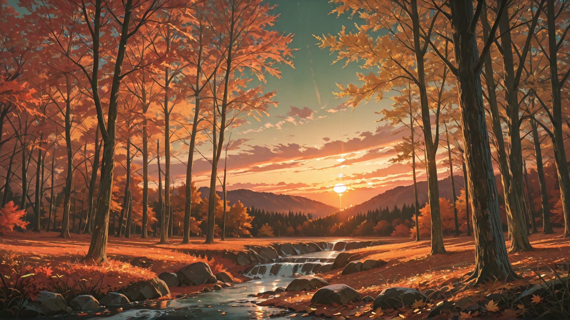 Green Sunset Nature Marble smartphone wallpaper free download, vertical 16:9 format, Green, Sunset, Nature, Autumn 001