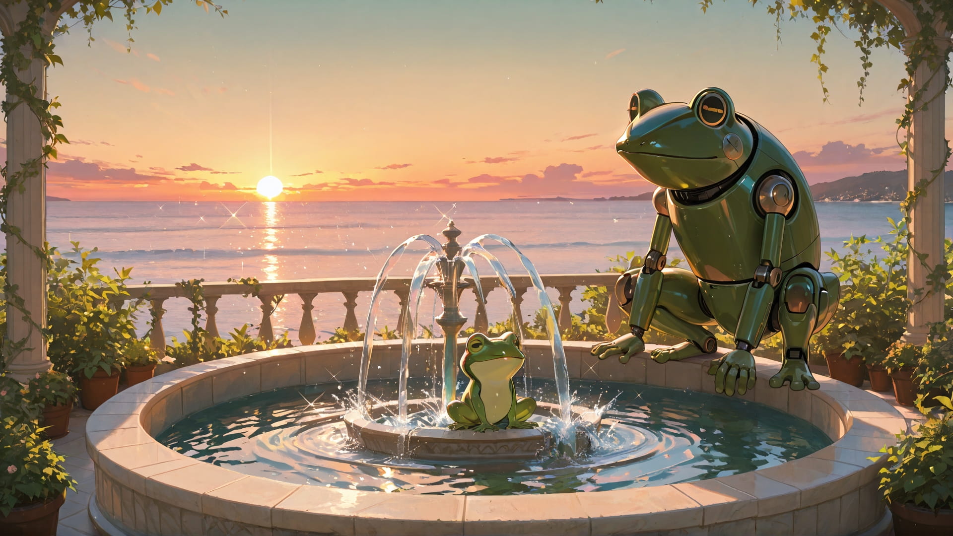 Green Sunset Sea Marble smartphone wallpaper free download, vertical 16:9 format, Green, Sunset, Sea, Spring