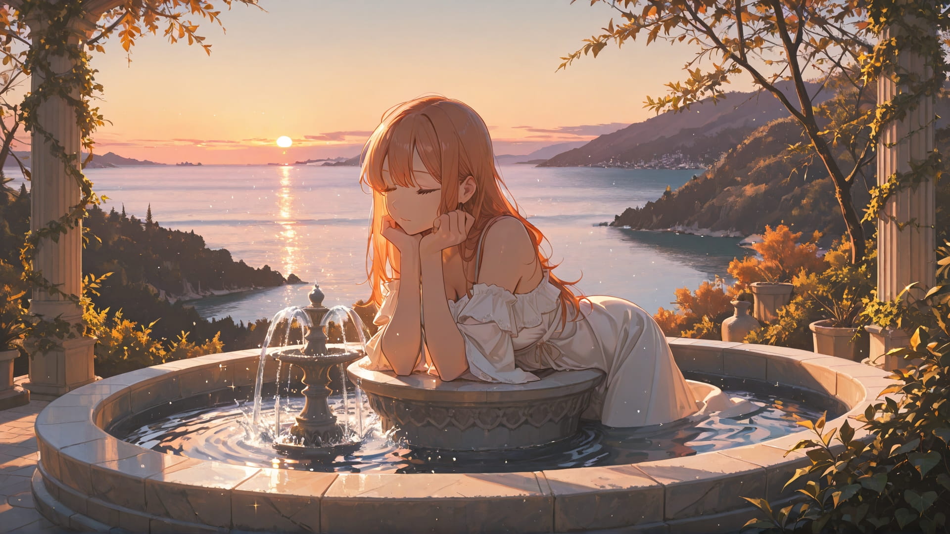 Orange Afternoon Sea Marble smartphone wallpaper free download, vertical 16:9 format, Orange, Afternoon, Sea, Winter