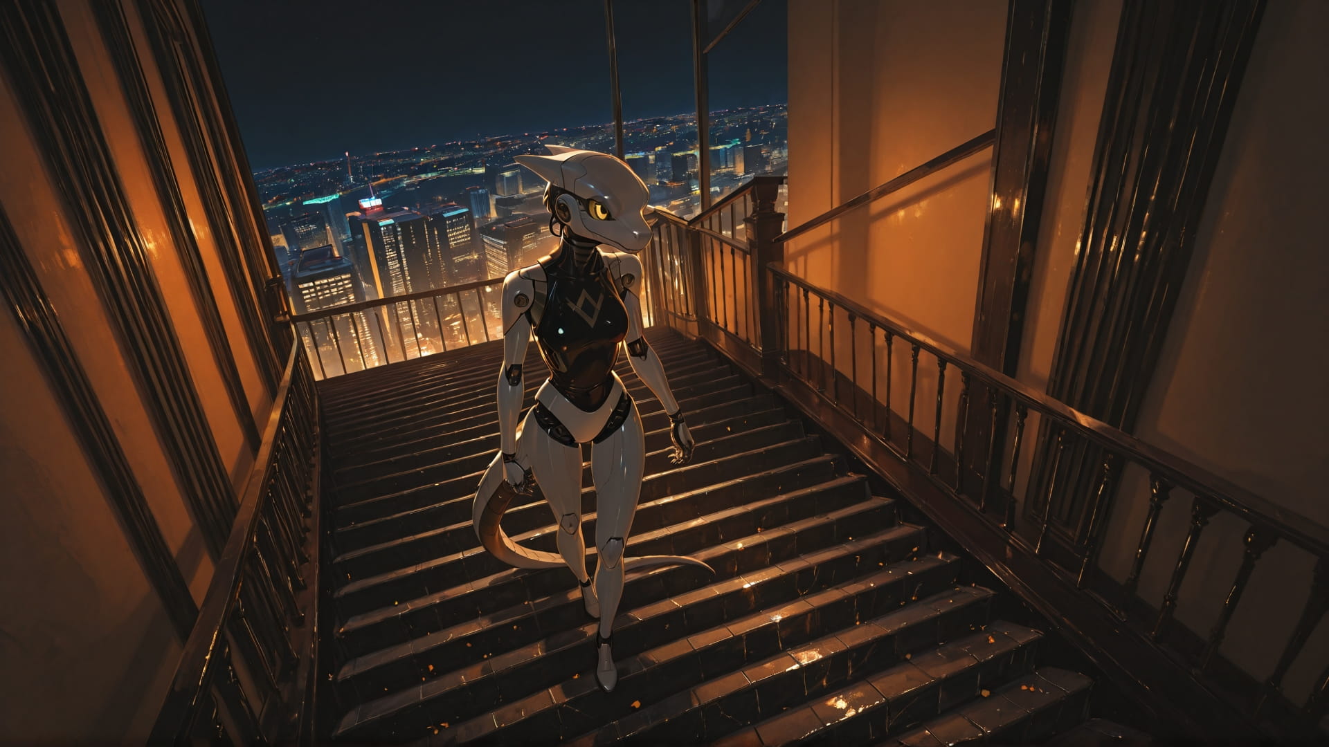 Orange Night City Marble smartphone wallpaper free download, vertical 16:9 format, Orange, Night, City, Spring