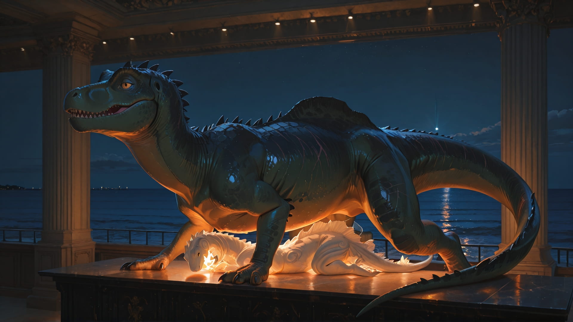 Orange Night Sea Marble smartphone wallpaper free download, vertical 16:9 format, Orange, Night, Sea, Spring