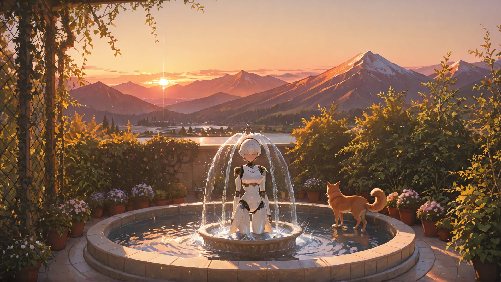 Orange Sunset Mountain Marble smartphone wallpaper free download, vertical 16:9 format, Orange, Sunset, Mountain, Spring