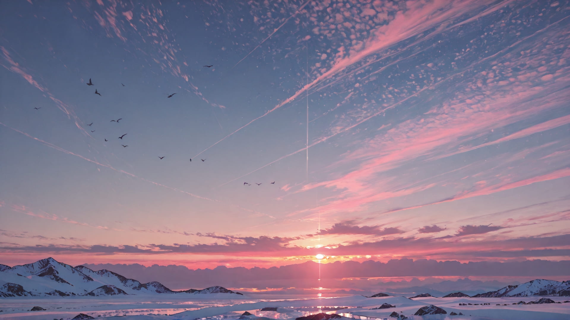 Pink Sunset Sky Marble smartphone wallpaper free download, vertical 16:9 format, Pink, Sunset, Sky, Winter