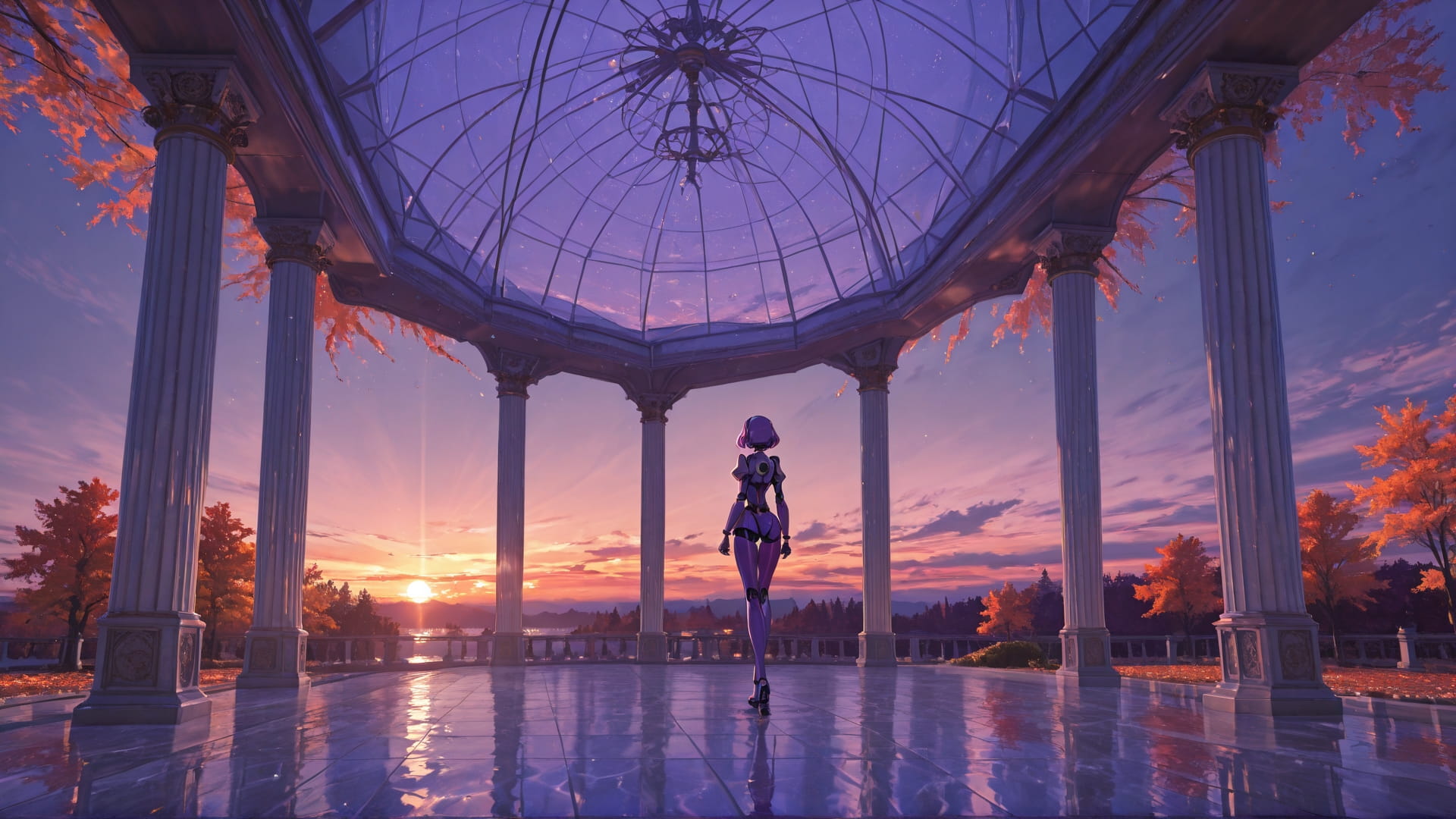 Purple Sunset Sea Marble smartphone wallpaper free download, vertical 16:9 format, Purple, Sunset, Sea, Autumn